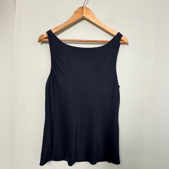 Lafayette‎ 148 New York Royal Navy Blue Georgette Silk Tank Top Blouse Size 12 - Picture 7 of 13